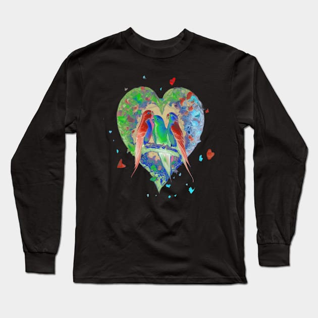 Galentines day and Valentine’s Day happy parrots Long Sleeve T-Shirt by sailorsam1805